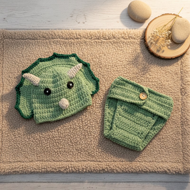 2pcs Crochet Dinosaur Newborn  - Photography Outfits 评论和价格