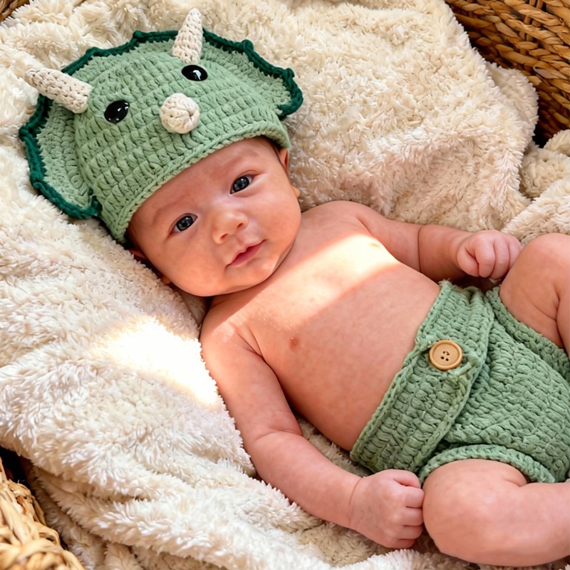 2pcs Crochet Dinosaur Newborn  - Photography Outfits 评论和价格