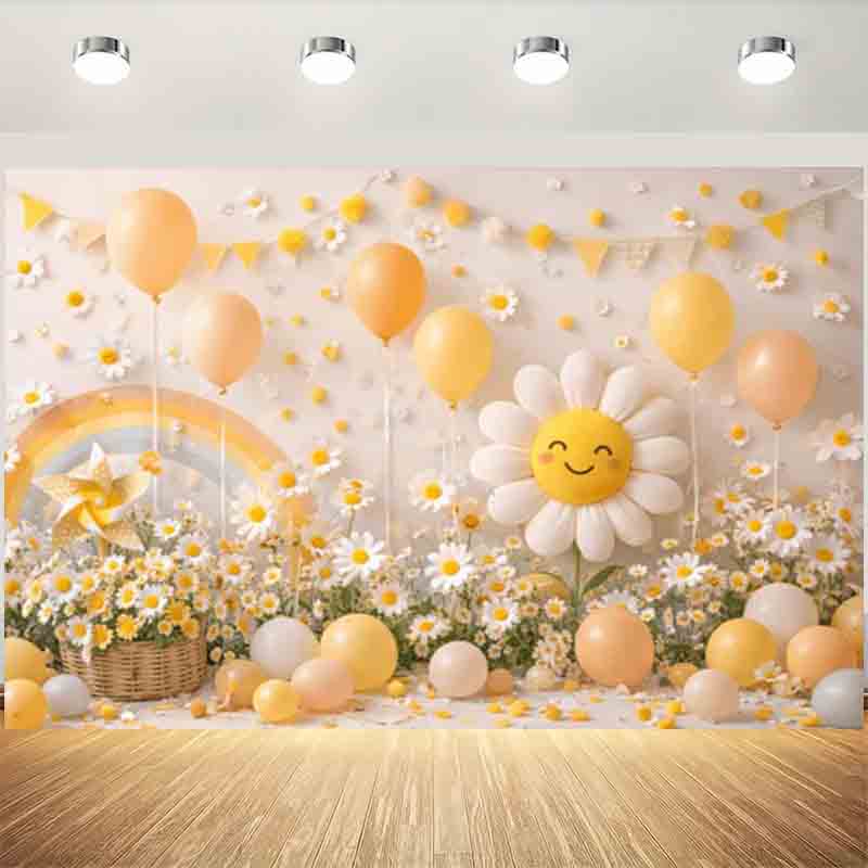 Cute Yellow Daisy Balloon Rain - Photography Yellow 评论和价格