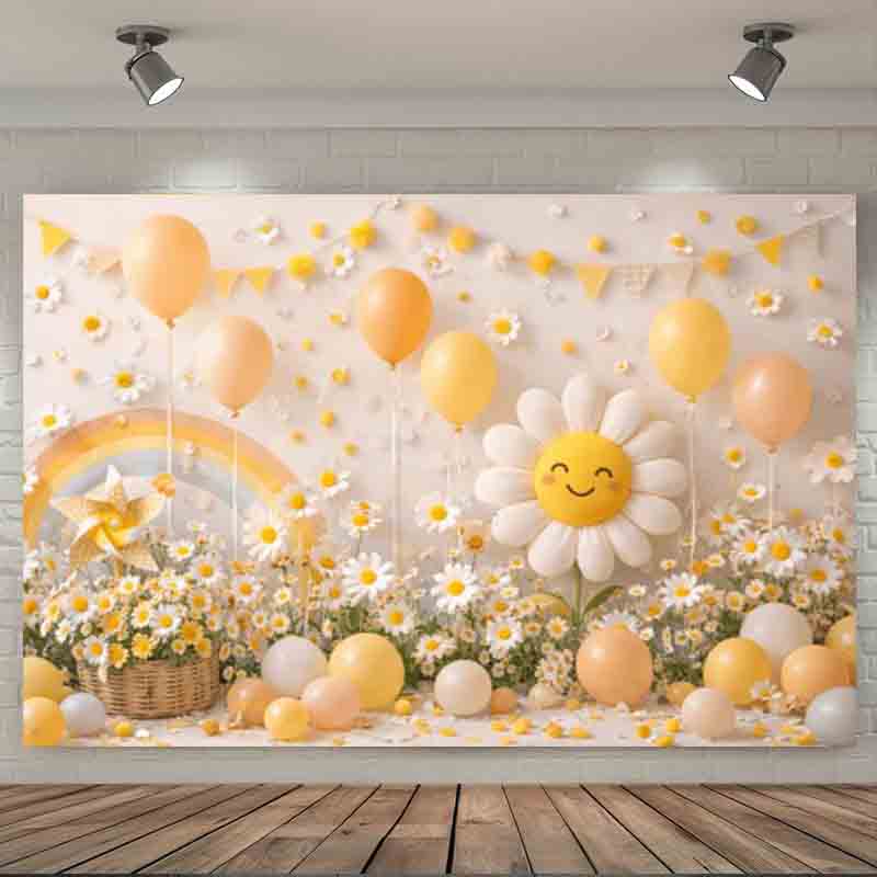 Cute Yellow Daisy Balloon Rain - Photography Yellow 评论和价格