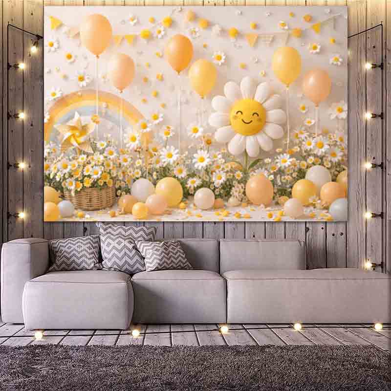 Cute Yellow Daisy Balloon Rain - Photography Yellow 评论和价格