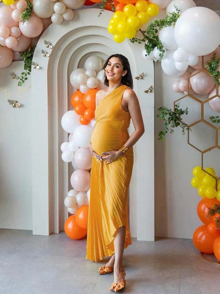 Yellow Off-Shoulder Pregnancy  - Photography Yellow 评论和价格