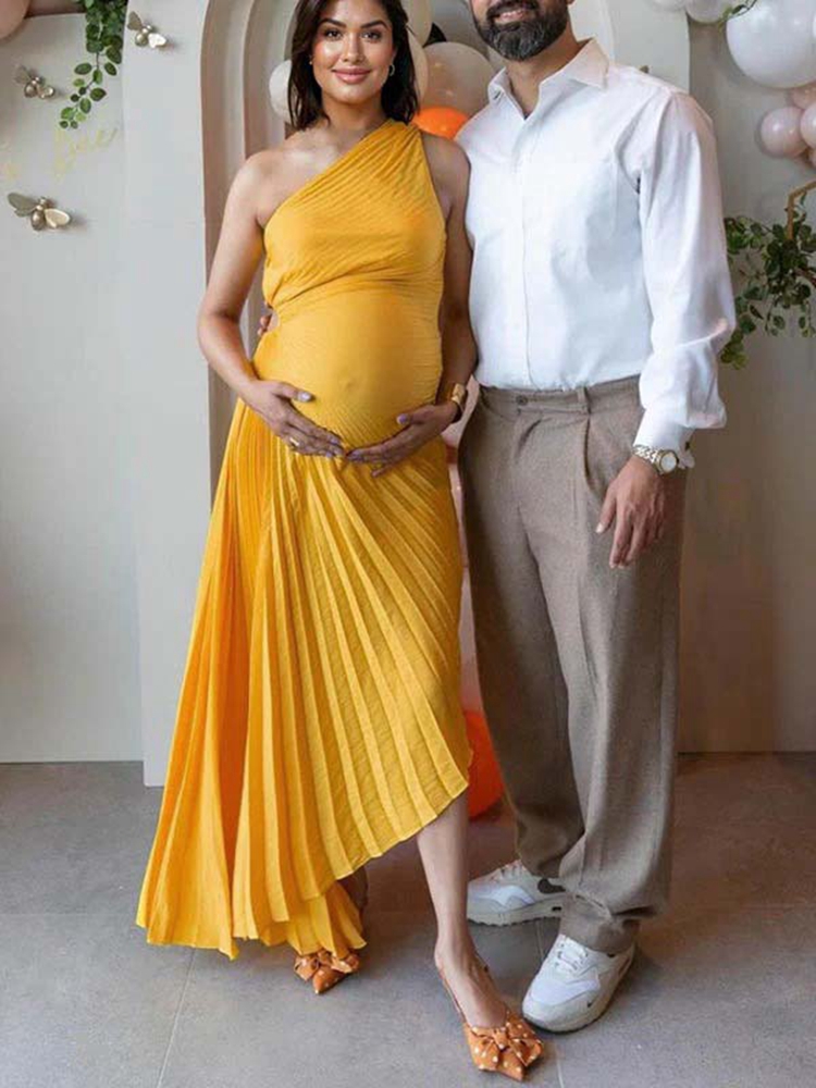 Yellow Off-Shoulder Pregnancy  - Photography Yellow 评论和价格