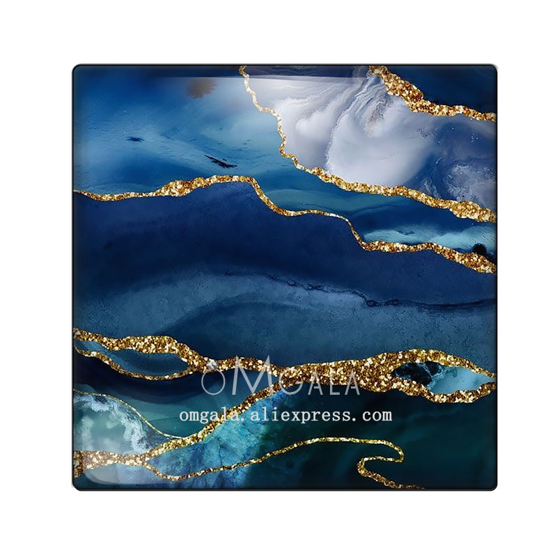 Watercolor glass cabochon Blue - Photography Yellow 评论和价格