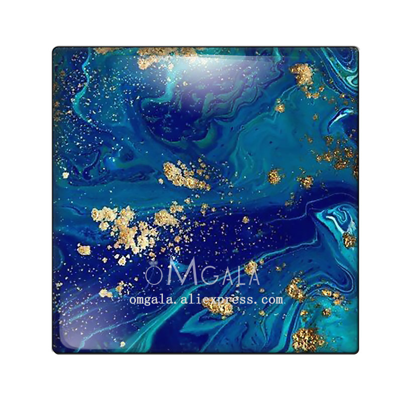Watercolor glass cabochon Blue - Photography Yellow 评论和价格